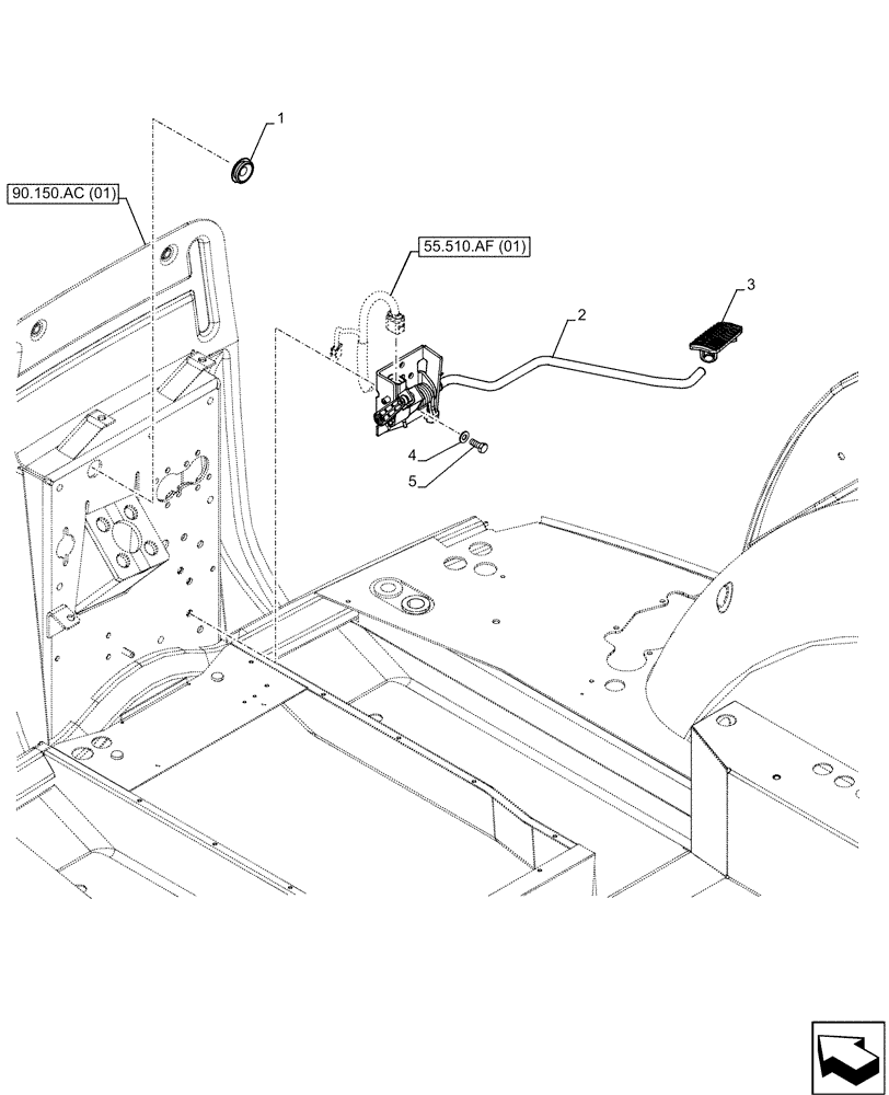 Схема запчастей Case IH MAXXUM 135 - (55.525.AK) - VAR - 396247, 758442, 758549 - THROTTLE CONTROL (55) - ELECTRICAL SYSTEMS