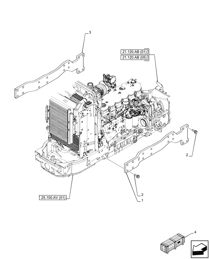 Схема запчастей Case IH PUMA 165 CVT - (90.100.AR[01]) - VAR - 758199 - ENGINE, SIDE MEMBER (90) - PLATFORM, CAB, BODYWORK AND DECALS