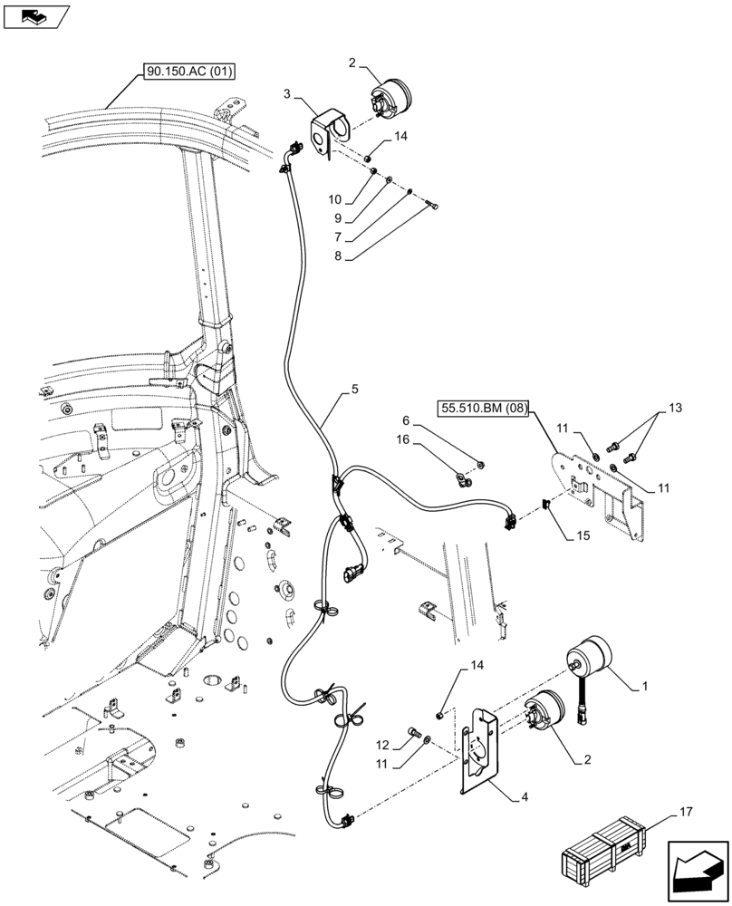 Схема запчастей Case IH FARMALL 115U - (88.100.55[02]) - DIA KIT, REVERSE ALARM (88) - ACCESSORIES
