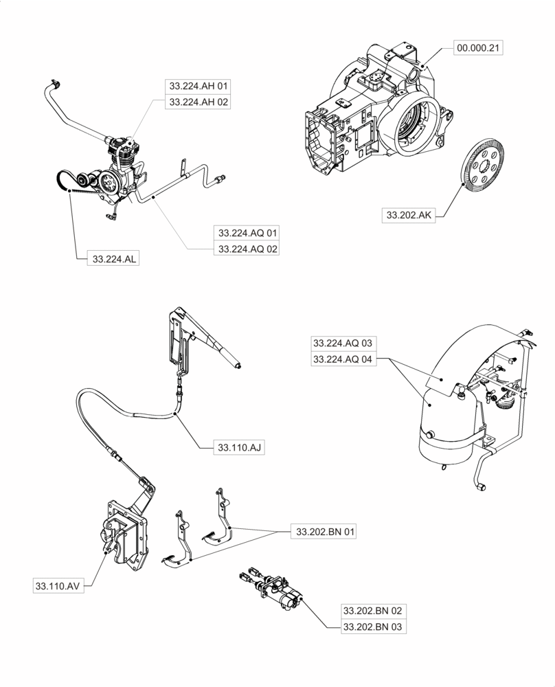 Схема запчастей Case IH PUMA 215 - (00.000.33[01]) - PICTORIAL INDEX - BRAKES & CONTROLS (00) - GENERAL & PICTORIAL INDEX