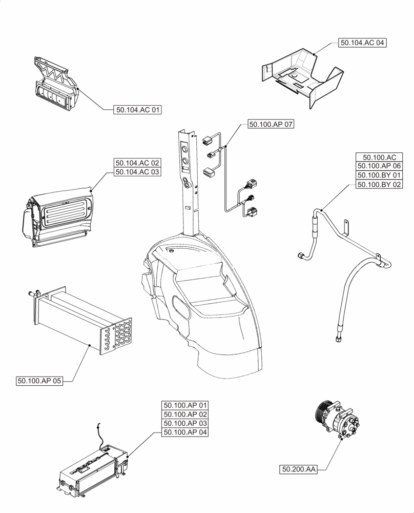 Схема запчастей Case IH PUMA 215 - (00.000.50) - PICTORIAL INDEX - CAB CLIMATE CONTROL (00) - GENERAL & PICTORIAL INDEX