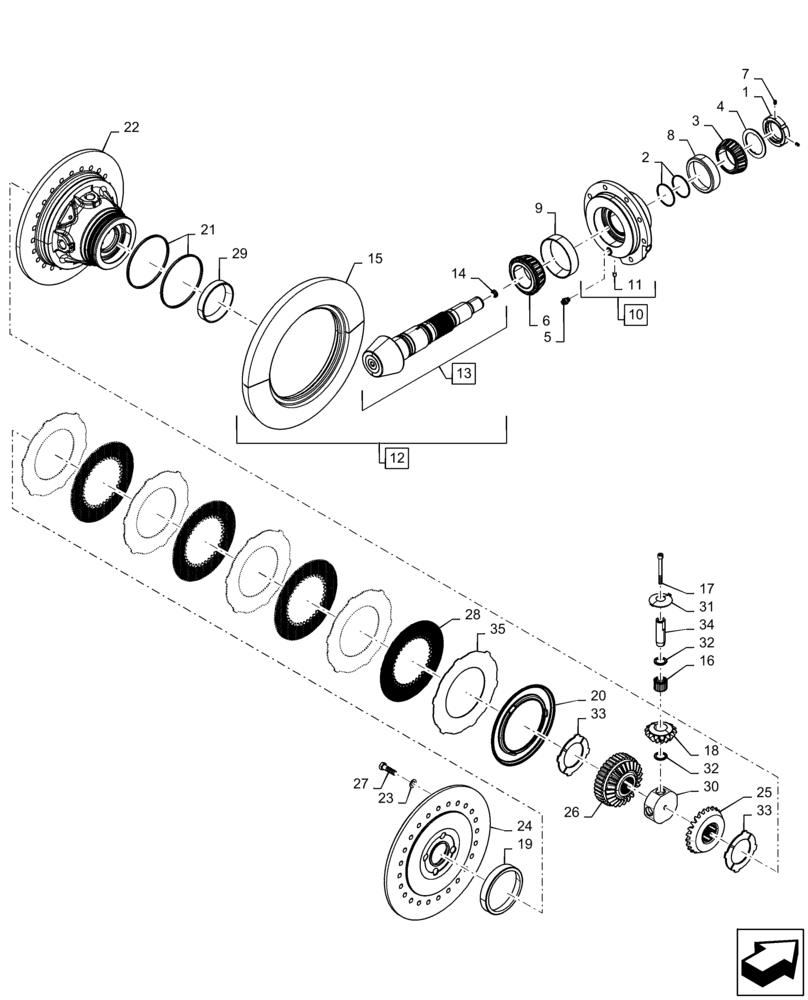 Схема запчастей Case IH MAGNUM 310 - (27.106.AC[02]) - VAR - 429330 - POWERSHIFT - TRANSMISSION DIFFERENTIAL HD (27) - REAR AXLE SYSTEM