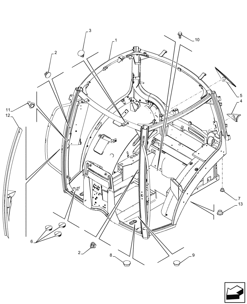 Схема запчастей Case IH MAXXUM 135 - (90.150.AC[03]) - VAR - 758481 - CAB FRAME (90) - PLATFORM, CAB, BODYWORK AND DECALS