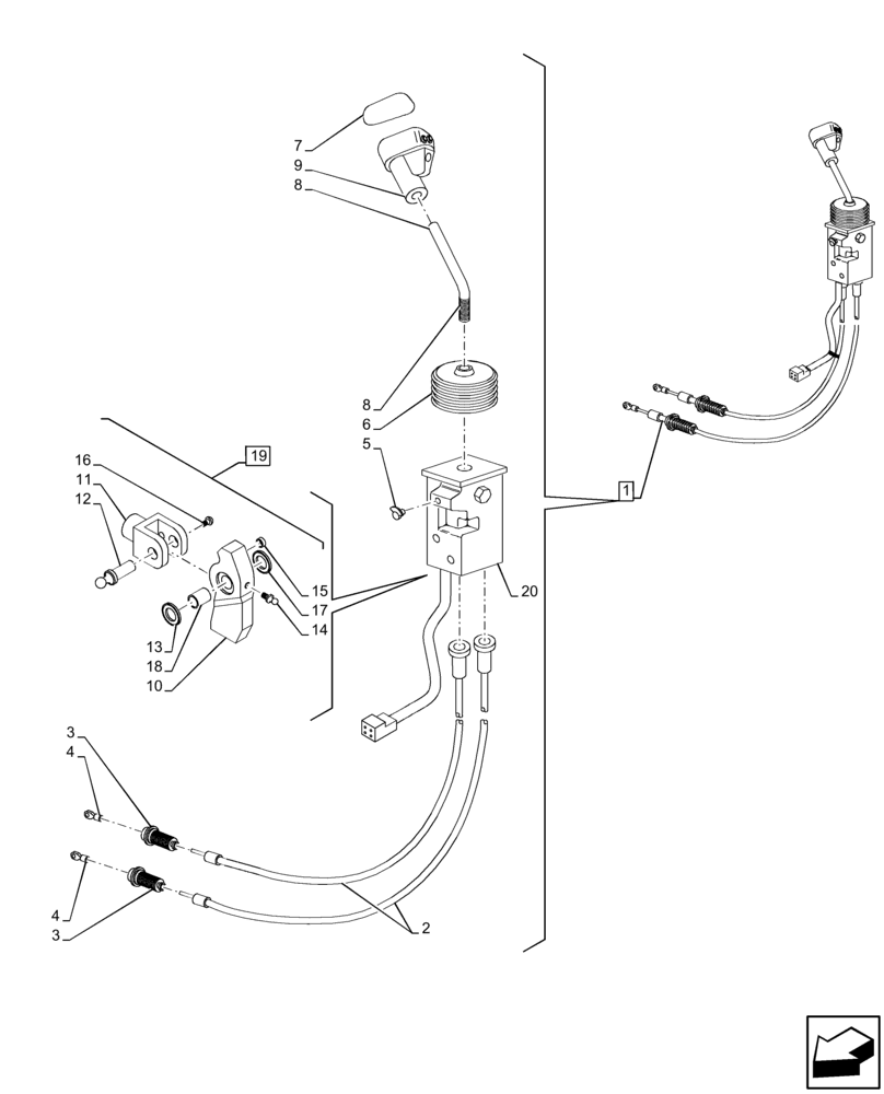Схема запчастей Case IH MAXXUM 135 - (35.204.BS[14]) - VAR - 758344, 758443 - 2 MID-MOUNT CONTROL VALVES, JOYSTICK (35) - HYDRAULIC SYSTEMS
