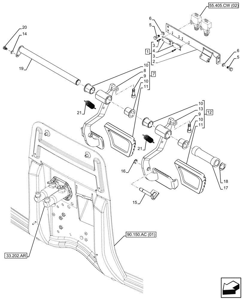 Схема запчастей Case IH MAXXUM 115 - (33.202.BN[02]) - VAR - 391610, 758479, 758481 - BRAKE, PEDAL - END YR 13-OCT-2015 (33) - BRAKES & CONTROLS