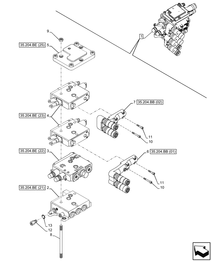Схема запчастей Case IH MAXXUM 150 - (35.204.BE[16]) - VAR - 743740 - 2 REMOTE CONTROL VALVES, W/ MECHANICAL ENGAGEMENT, 2, CONFIGURABLE, COMPONENTS (35) - HYDRAULIC SYSTEMS