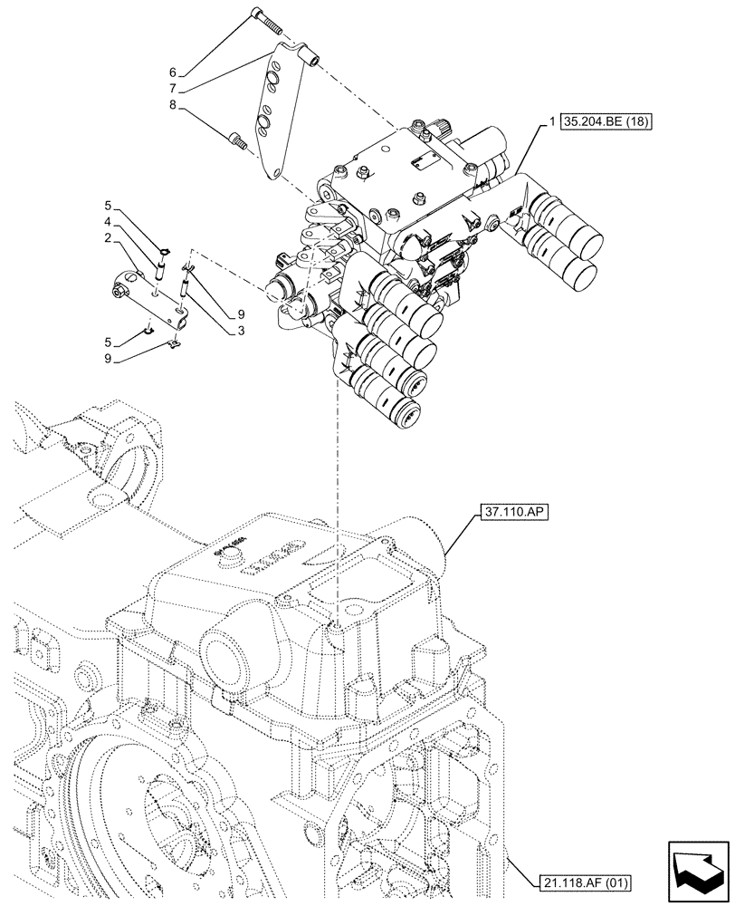 Схема запчастей Case IH MAXXUM 135 - (35.204.BE[17]) - VAR - 743741 - 3 REMOTE CONTROL VALVES, W/ MECHANICAL ENGAGEMENT, 2, CONFIGURABLE, 1, NOT CONFIGURABLE (35) - HYDRAULIC SYSTEMS