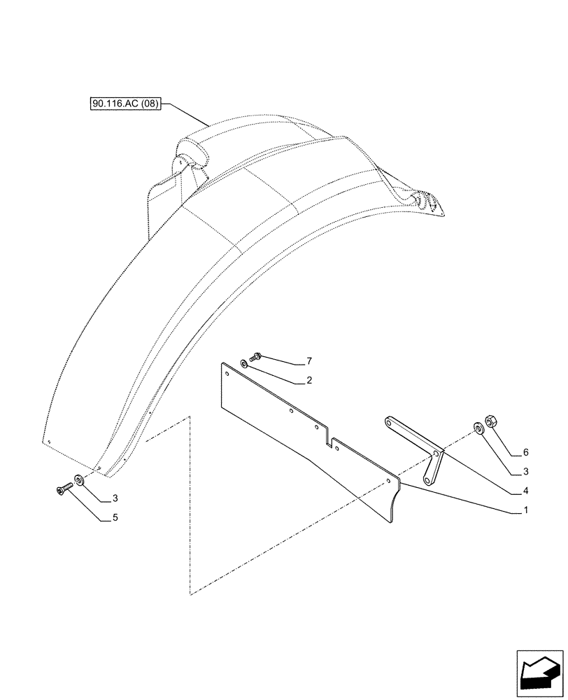 Схема запчастей Case IH PUMA 150 - (90.116.AC[15]) - VAR - 743777, 758181, 758182, 758183, 758339, 758340, 758341 - WIDE REAR FENDERS, SUPPORT (90) - PLATFORM, CAB, BODYWORK AND DECALS
