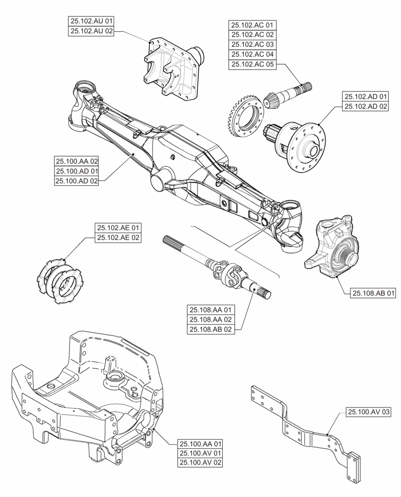Схема запчастей Case IH PUMA 200 - (00.000.25) - PICTORIAL INDEX - FRONT MECHANICAL DRIVE (00) - GENERAL & PICTORIAL INDEX