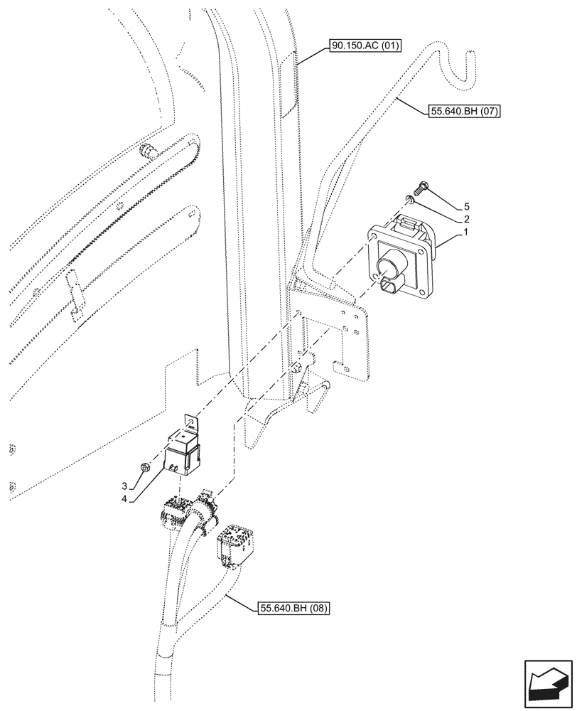 Схема запчастей Case IH MAXXUM 115 - (55.640.BH[09]) - VAR - 743795 - ISOBUS SOCKET, RELAY (55) - ELECTRICAL SYSTEMS