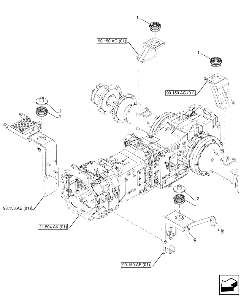 Схема запчастей Case IH MAXXUM 135 - (90.150.AO[01]) - VAR - 391610 - CAB FASTENERS (90) - PLATFORM, CAB, BODYWORK AND DECALS