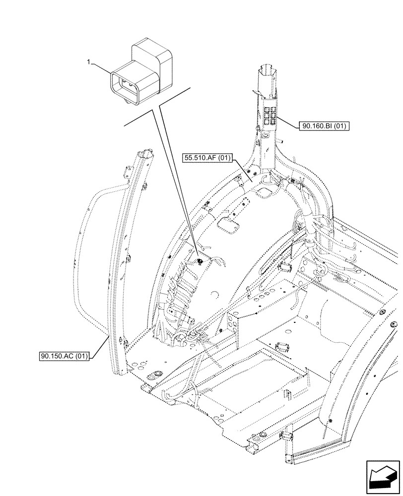 Схема запчастей Case IH MAXXUM 135 - (55.640.BH[05]) - VAR - 743795, 758624 - ISOBUS SOCKET, TERMINAL CONNECTOR (55) - ELECTRICAL SYSTEMS