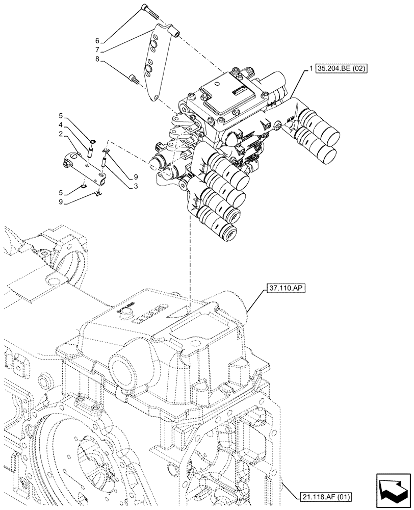 Схема запчастей Case IH MAXXUM 135 - (35.204.BE[01]) - VAR - 390856, 743733 - QUICK COUPLER, COMPONENTS (35) - HYDRAULIC SYSTEMS