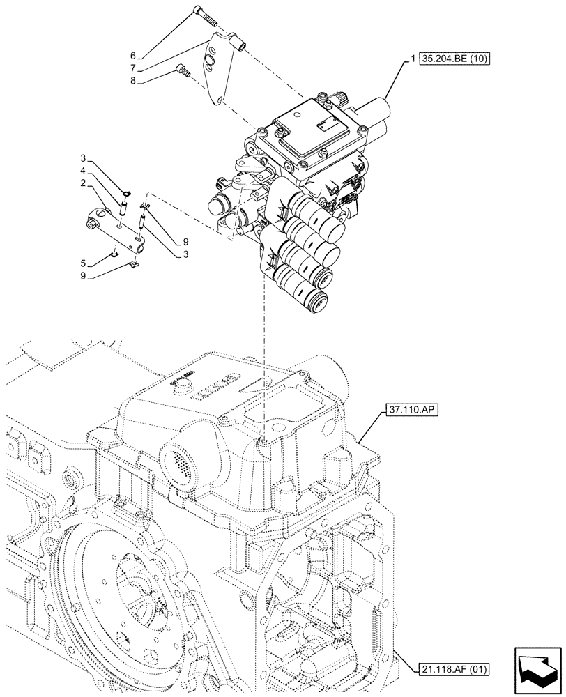 Схема запчастей Case IH MAXXUM 150 - (35.204.BE[09]) - VAR - 390840 - 2 REMOTE CONTROL VALVES, W/ MECHANICAL ENGAGEMENT (35) - HYDRAULIC SYSTEMS