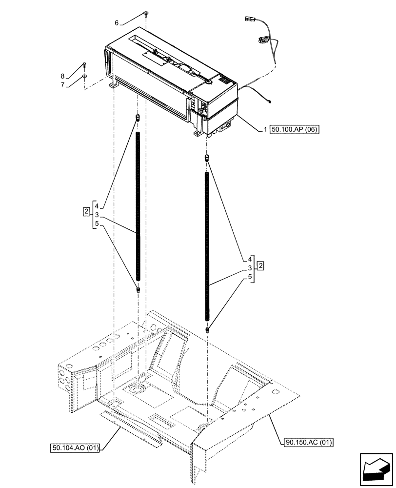 Схема запчастей Case IH MAXXUM 135 - (50.100.AP[05]) - VAR - 390643 - AIR CONDITIONER (50) - CAB CLIMATE CONTROL