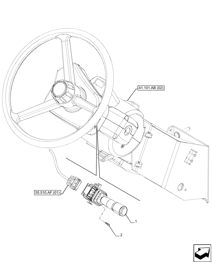 Схема запчастей Case IH MAXXUM 135 - (55.518.AY[02]) - VAR - 392195, 743764, 743766, 758413, 758414, 758415, 758416, 758581, 759375, 759377, 759379 - WINDSHIELD WIPER SWITCH (55) - ELECTRICAL SYSTEMS