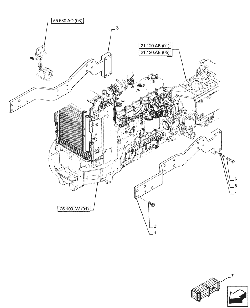 Схема запчастей Case IH PUMA 200 CVT - (90.100.AR[01]) - VAR - 758199 - ENGINE, SIDE MEMBER (90) - PLATFORM, CAB, BODYWORK AND DECALS