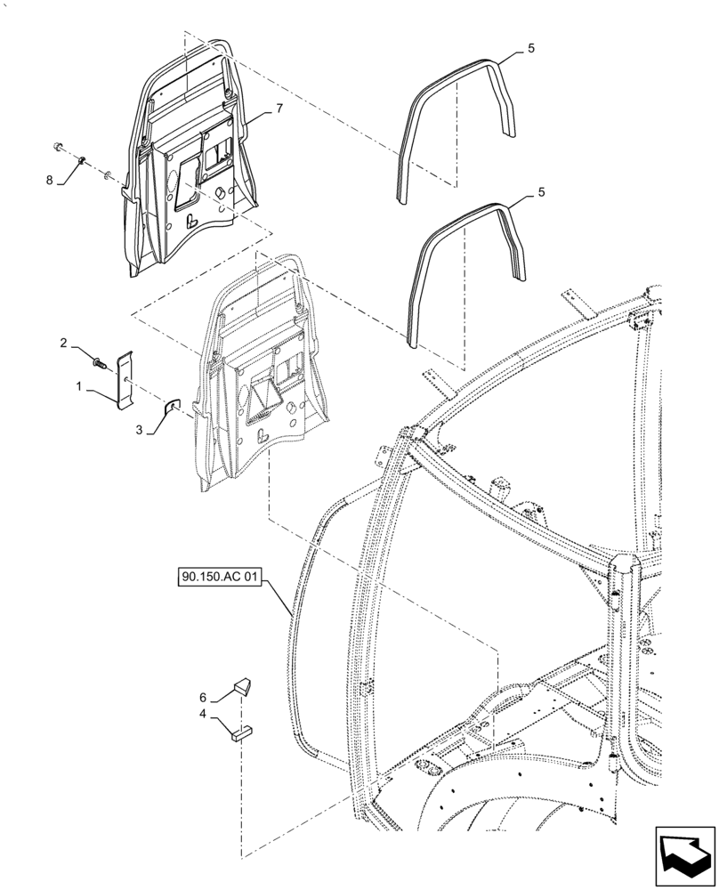 Схема запчастей Case IH PUMA1854 - (90.105.CU) - SOUNDPROOFING (90) - PLATFORM, CAB, BODYWORK AND DECALS