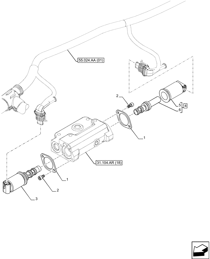 Схема запчастей Case IH MAXXUM 115 - (55.048.AK[06]) - VAR - 743764, 743766 - PTO CLUTCH, PRESSURE CONTROL VALVE, SOLENOID (40KPH) (50KPH) (17X16) (SEMI POWERSHIFT W/AUTO CHANGE) (55) - ELECTRICAL SYSTEMS