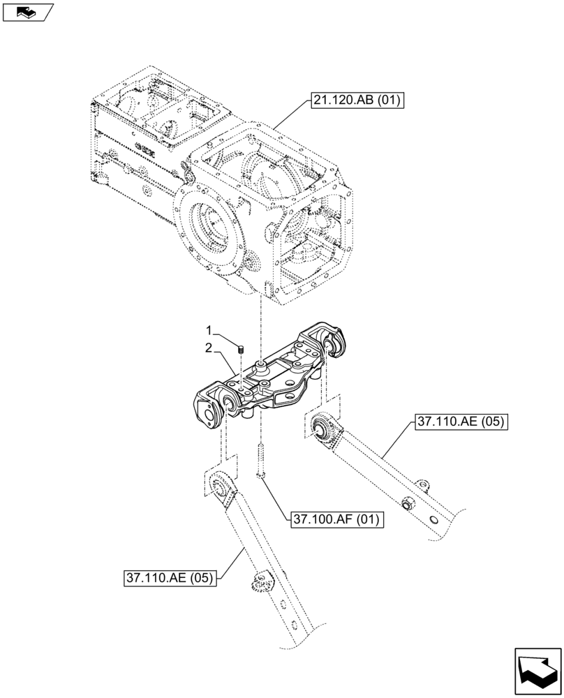 Схема запчастей Case IH FARMALL 105U - (37.120.AV[01]) - VAR - 390435 - EDC PIN SUPPORT (37) - HITCHES, DRAWBARS & IMPLEMENT COUPLINGS