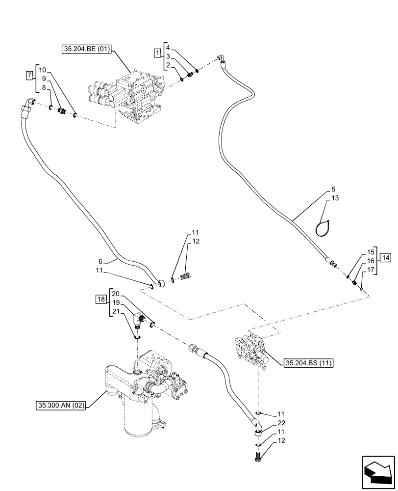 Схема запчастей Case IH MAXXUM 145 - (35.204.BX[09]) - VAR - 758443 - 2 MID-MOUNT CONTROL VALVES, MECHANICAL, LINE (35) - HYDRAULIC SYSTEMS