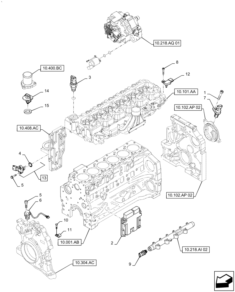 Схема запчастей Case IH PUMA1854 - (55.015.AD) - ELECTRONIC ENGINE SENSOR, SWITCH, CONTROL UNIT (55) - ELECTRICAL SYSTEMS