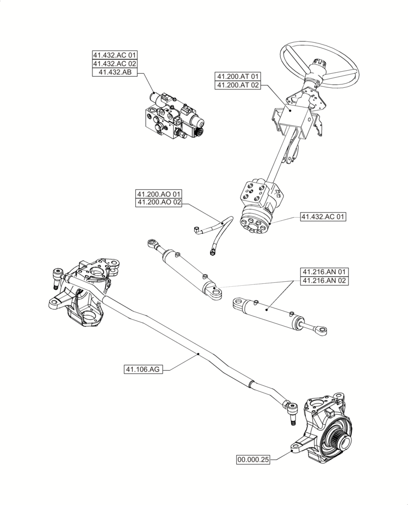 Схема запчастей Case IH PUMA 215 - (00.000.41) - PICTORIAL INDEX - STEERING (00) - GENERAL & PICTORIAL INDEX
