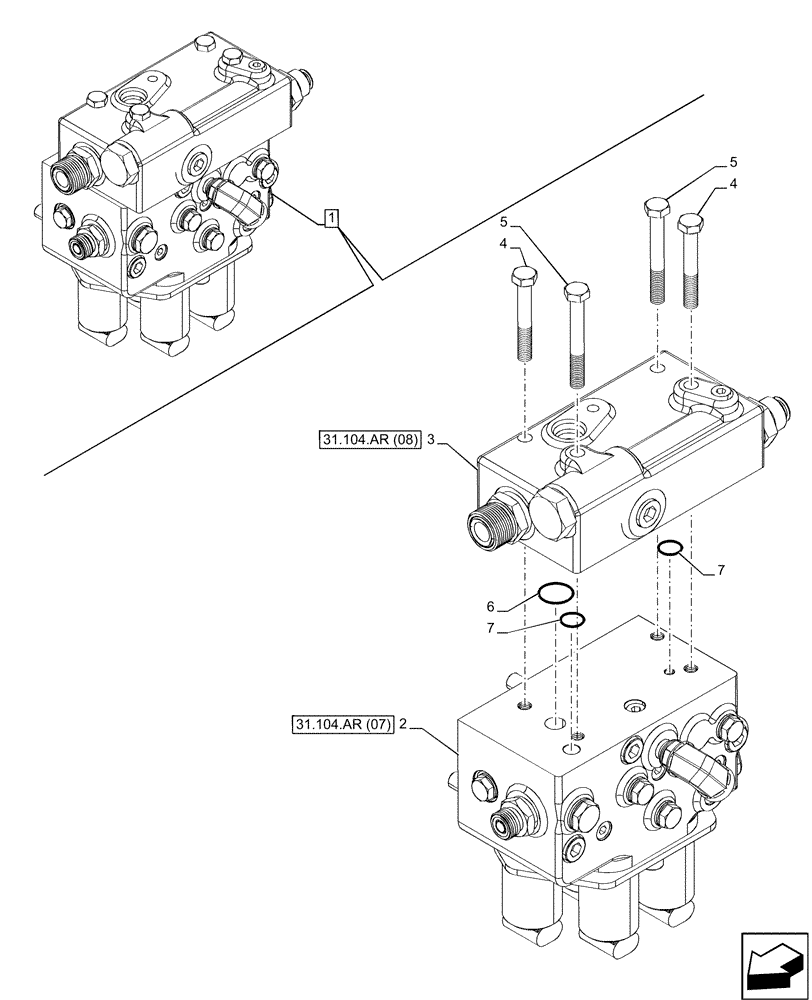 Схема запчастей Case IH MAXXUM 150 - (31.104.AR[06]) - VAR - 758414, 758416 - PTO CLUTCH, CONTROL VALVE, COMPONENTS (40 KPH, 16X16, W/AUTOSHIFT, W/CREEPER) (31) - IMPLEMENT POWER TAKE OFF