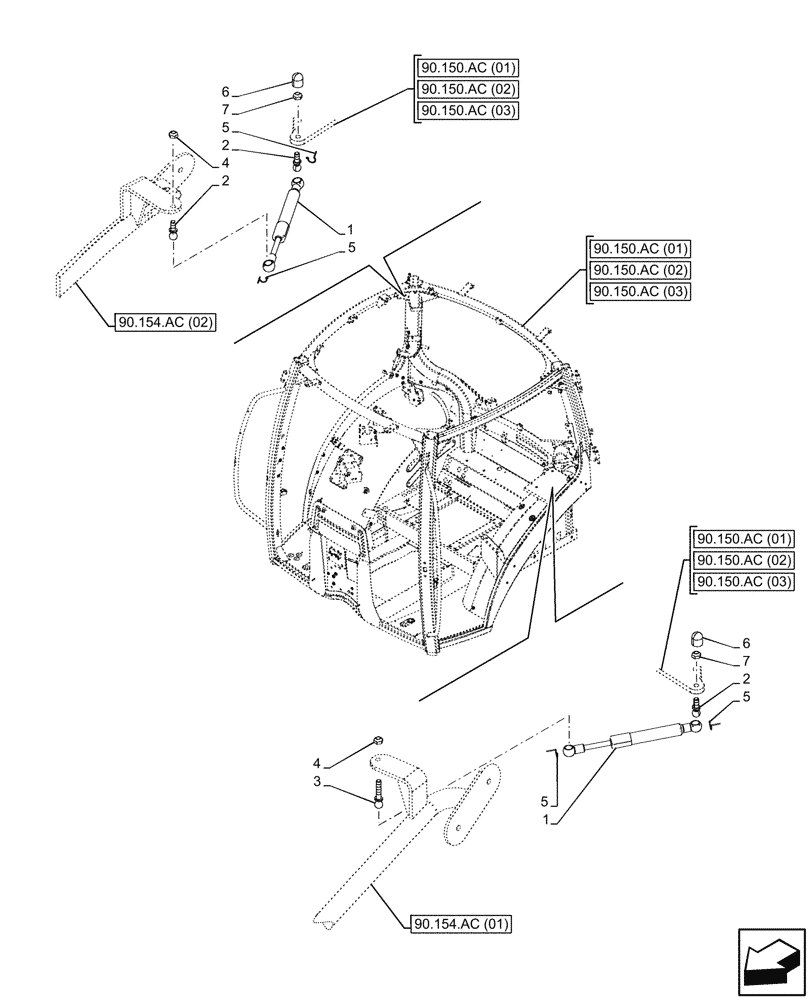 Схема запчастей Case IH MAXXUM 145 - (90.154.AJ[01]) - VAR - 391610, 758479, 758480, 758481 - CAB DOOR, RETAINER, STOP, MTA (90) - PLATFORM, CAB, BODYWORK AND DECALS