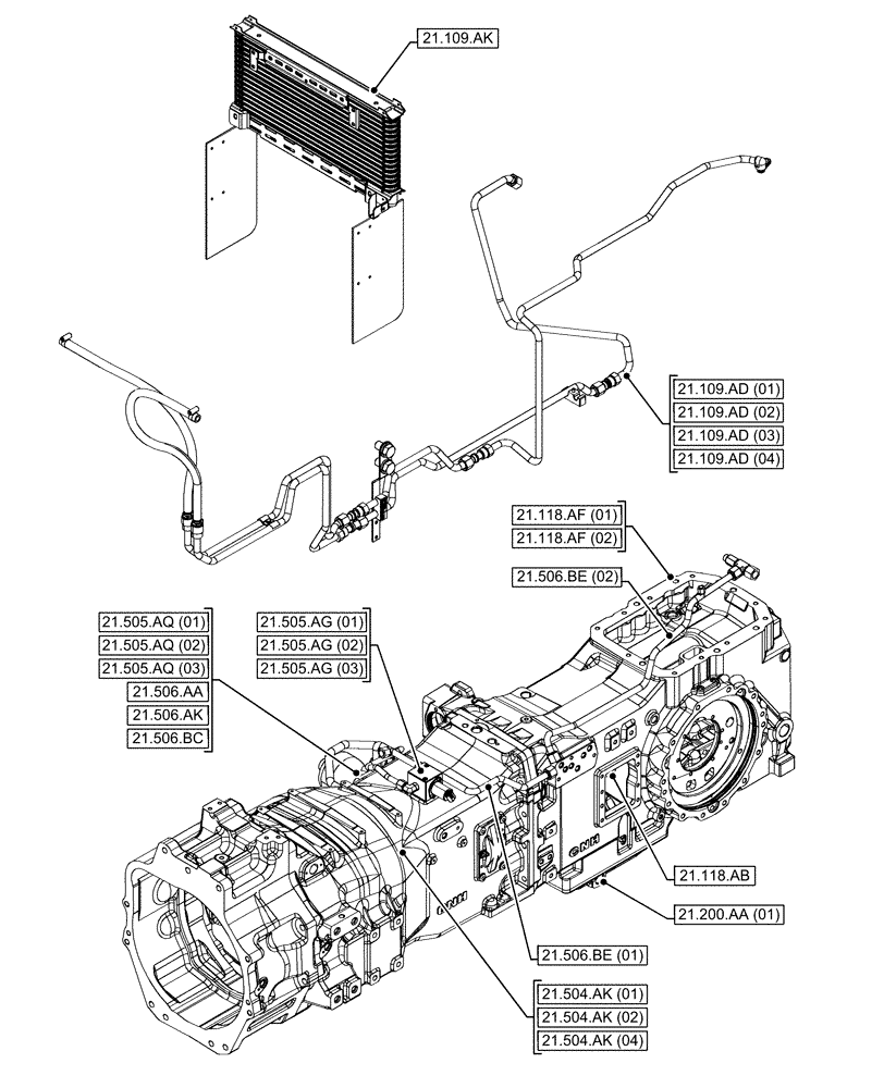 Схема запчастей Case IH MAXXUM 145 - (21.000.00[02]) - SECTION INDEX - TRANSMISSION (21) - TRANSMISSION