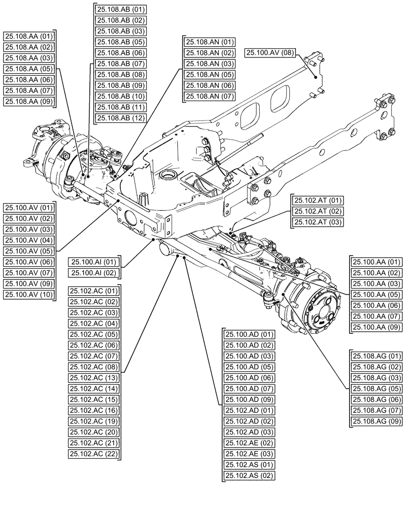 Схема запчастей Case IH MAXXUM 135 - (25.000.00[01]) - SECTION INDEX - FRONT AXLE SYSTEM (25) - FRONT AXLE SYSTEM