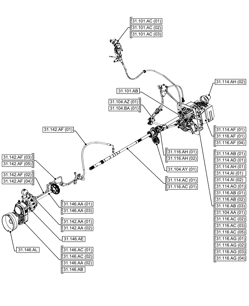 Схема запчастей Case IH MAXXUM 145 - (31.000.00[01]) - SECTION INDEX - IMPLEMENT POWER TAKE OFF (31) - IMPLEMENT POWER TAKE OFF