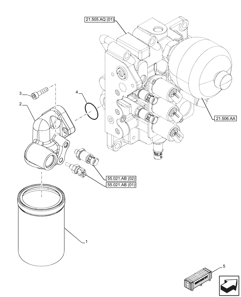 Схема запчастей Case IH MAXXUM 135 - (21.506.BC) - VAR - 396247, 758442, 758549 - TRANSMISSION, OIL FILTER (21) - TRANSMISSION