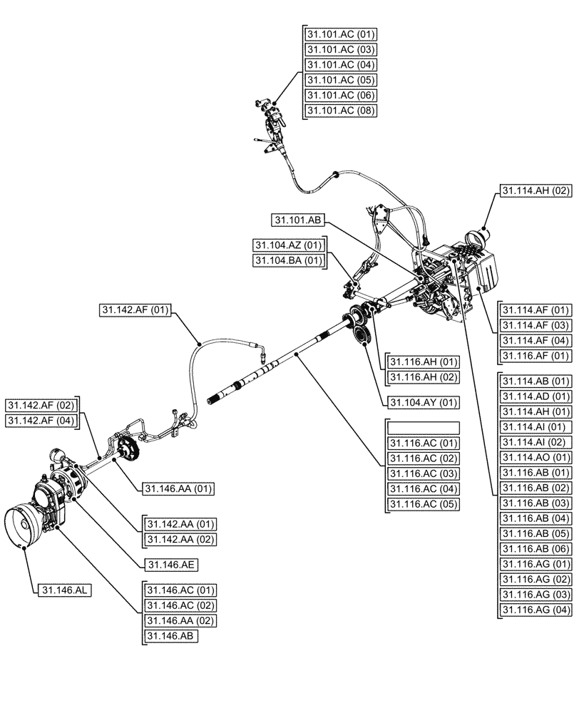 Схема запчастей Case IH MAXXUM 135 - (31.000.00[01]) - SECTION INDEX - IMPLEMENT POWER TAKE OFF (31) - IMPLEMENT POWER TAKE OFF