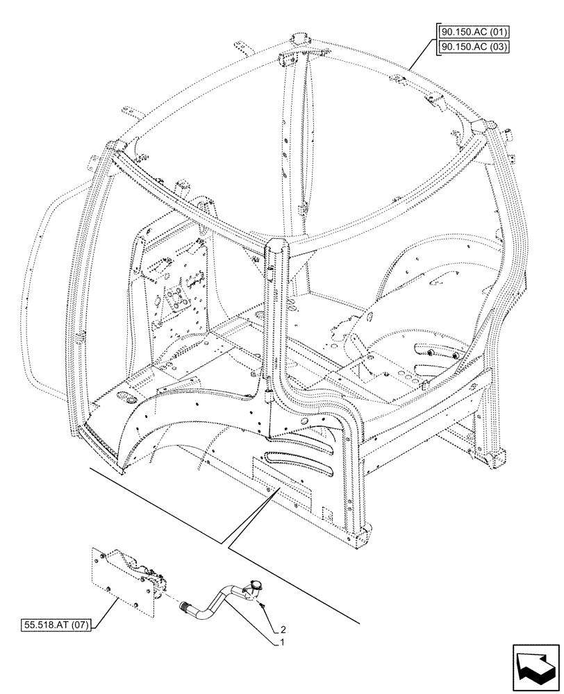 Схема запчастей Case IH MAXXUM 135 - (55.518.AT[09]) - VAR - 392209, 744985 - WINDSHIELD WASHER , RESERVOIR, WATER PUMP LINE (55) - ELECTRICAL SYSTEMS