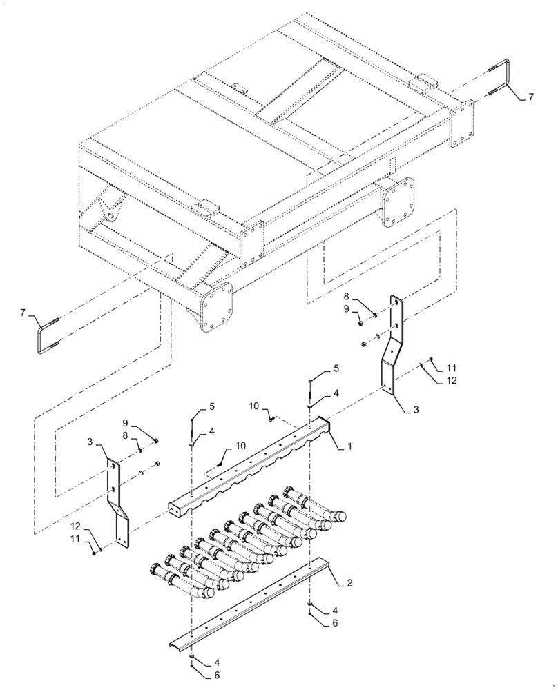 Схема запчастей Case IH 2355 - (61.904.AB[12]) - METERING SEED TUBE MOUNT, 350 BUSHEL 6 RUN, 555 BUSHEL 7 RUN, 350, 555 BUSHEL 8 RUN SINGLE SHOOT, TOW BEHIND (61) - METERING SYSTEM