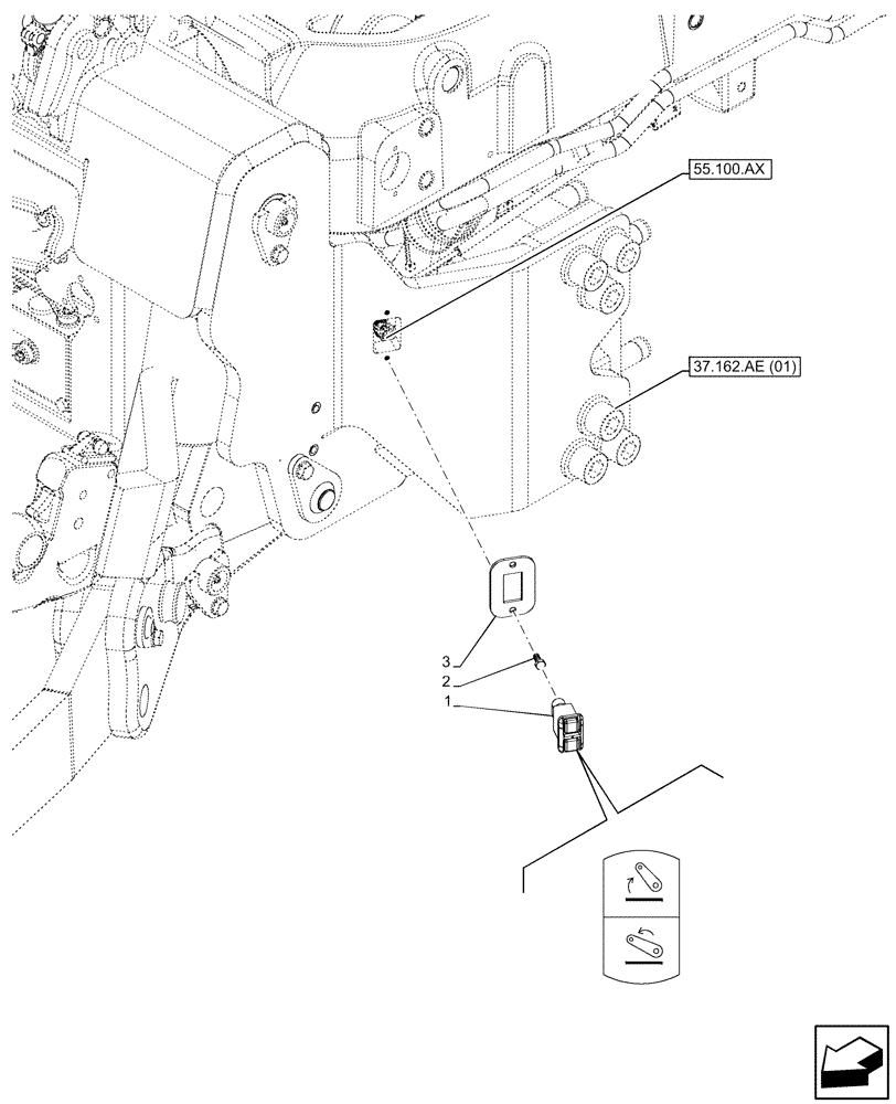 Схема запчастей Case IH MAXXUM 115 - (55.523.AQ[01]) - VAR - 342391, 342392, 743702, 758474, 758475, 758544, 758582 - HITCH UP/DOWN SWITCH (55) - ELECTRICAL SYSTEMS