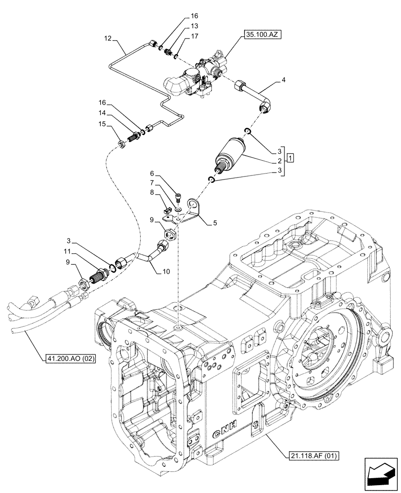 Схема запчастей Case IH MAXXUM 135 - (41.200.AL[01]) - VAR - 391223, 758538, 758539 - HYDRAULIC STEERING, OIL FILTER (41) - STEERING