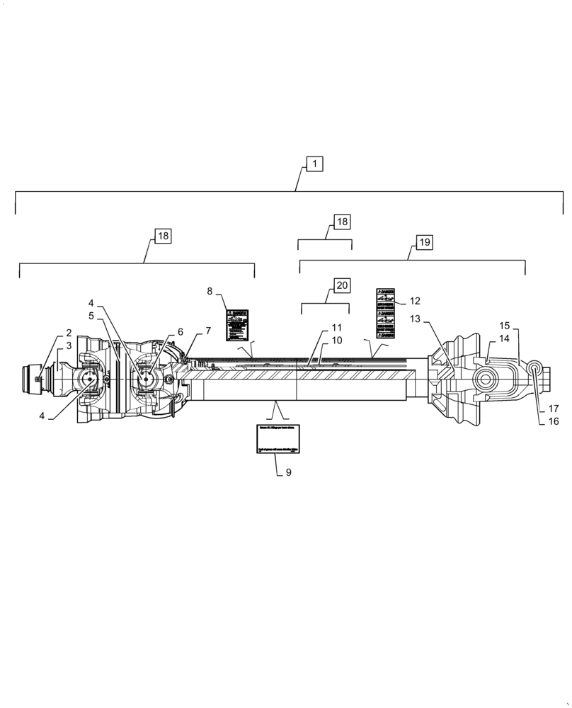 Схема запчастей Case IH DC102 - (01.11) - PTO, 1000RPM 8D, PRIMARY ASSY, WEASLER (01) - PTO DRIVE SHAFT