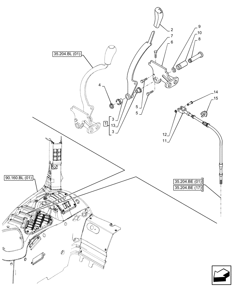 Схема запчастей Case IH MAXXUM 150 - (35.204.BL[04]) - VAR - 743741 - 3 REMOTE CONTROL VALVES, W/ MECHANICAL ENGAGEMENT, CONTROL LEVER (35) - HYDRAULIC SYSTEMS