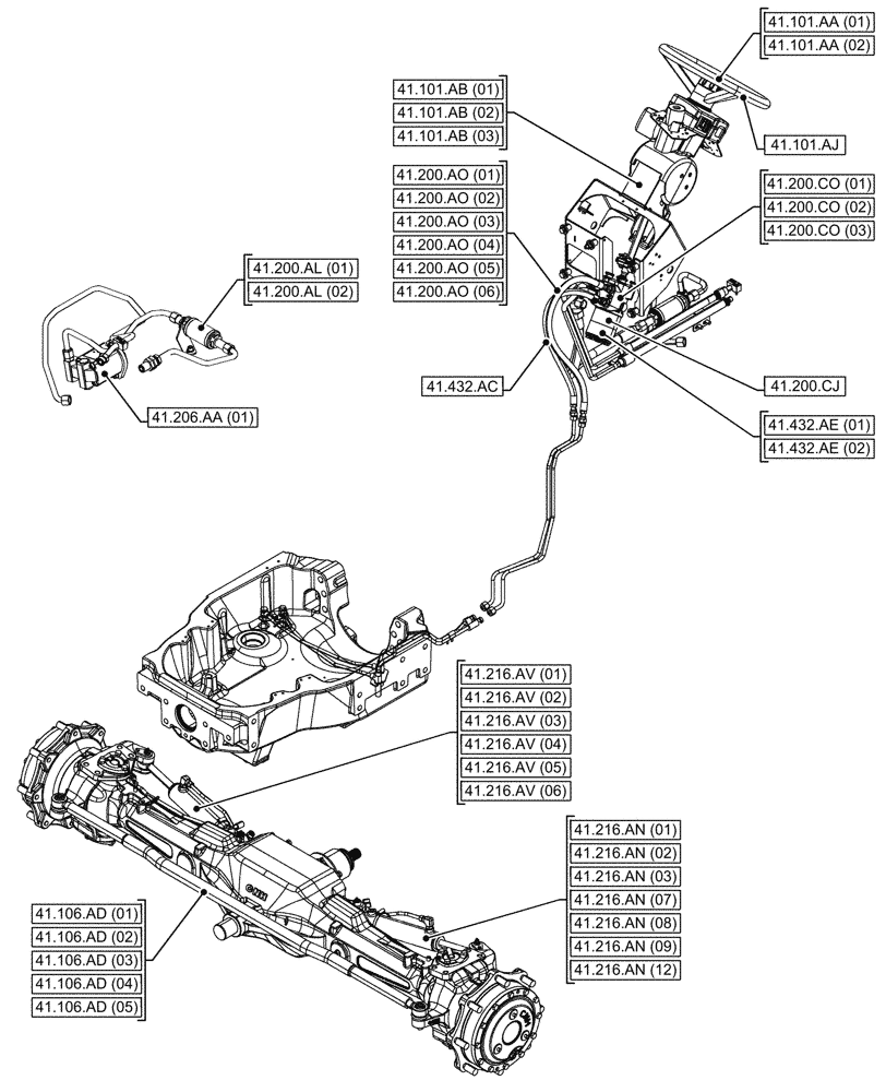 Схема запчастей Case IH MAXXUM 135 - (41.000.00) - SECTION INDEX - STEERING (41) - STEERING