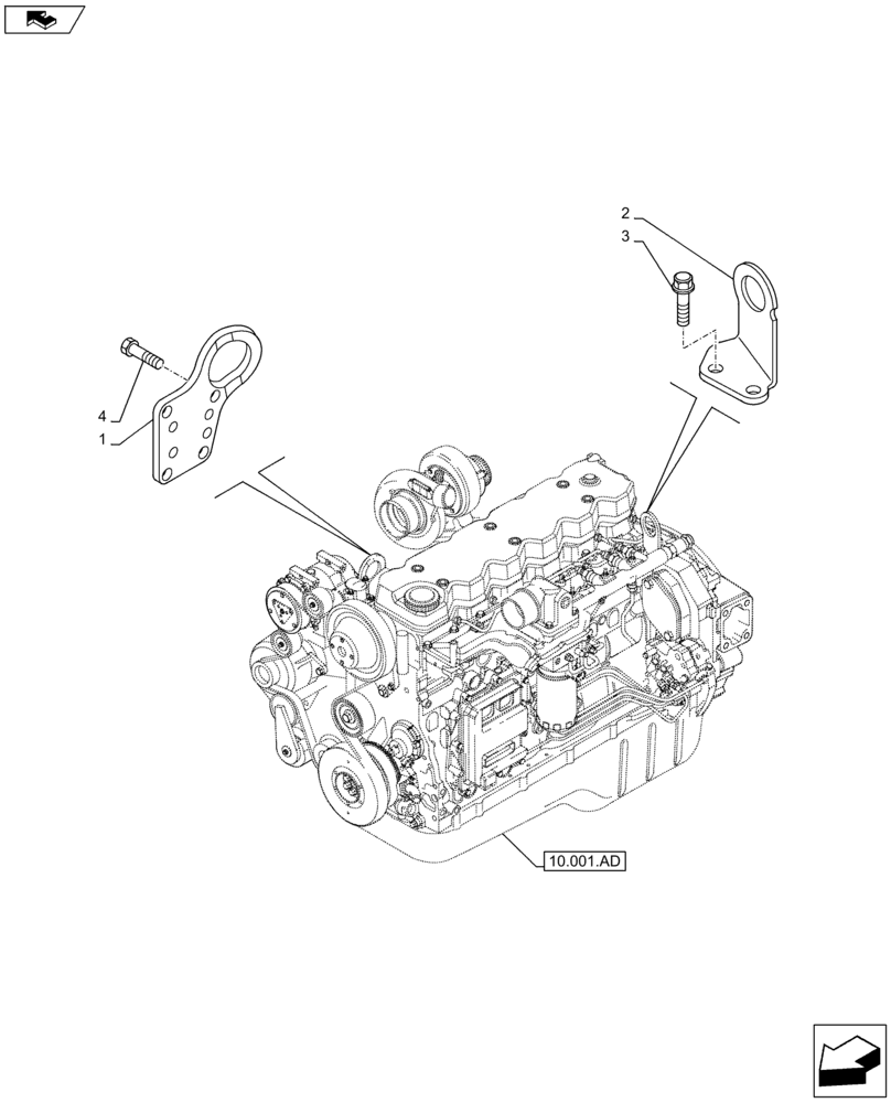 Схема запчастей Case IH F4HFE96872 J101 - (10.001.AK) - HOOK, ENGINE (10) - ENGINE