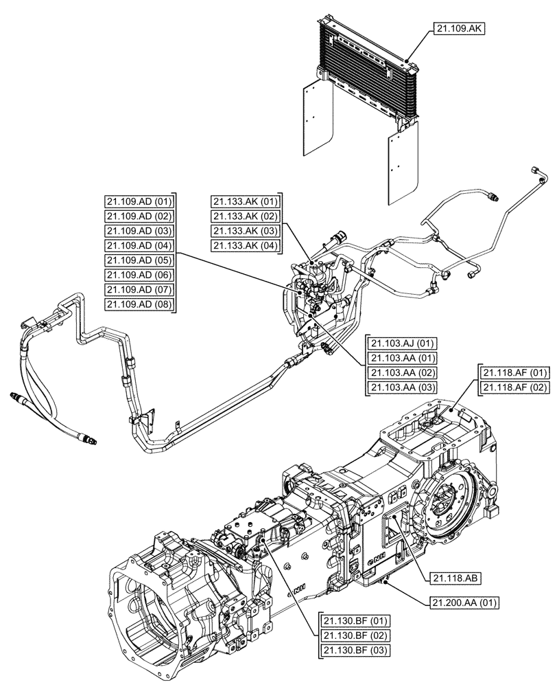 Схема запчастей Case IH MAXXUM 135 - (21.000.00[02]) - SECTION INDEX - TRANSMISSION (21) - TRANSMISSION