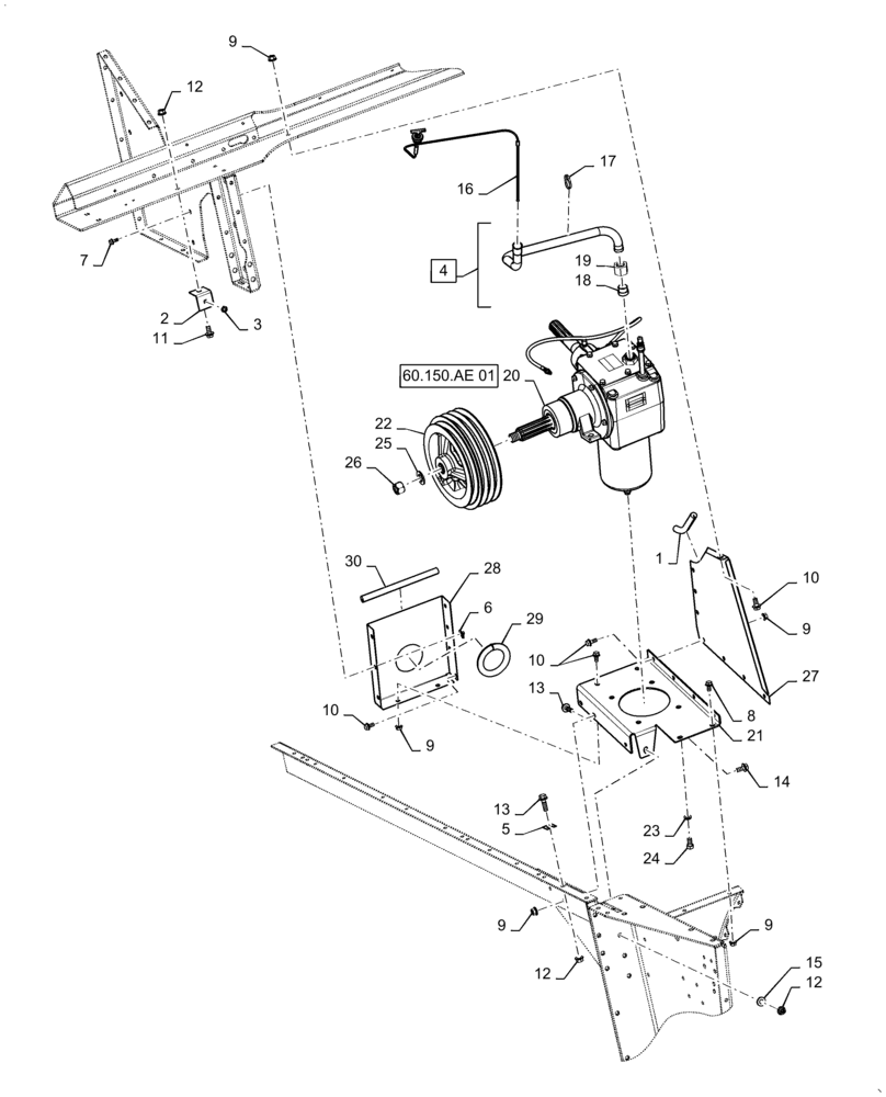 Схема запчастей Case IH 7140 - (60.150.AU[01]) - FEEDER DRIVE GEARBOX MOUNTING, STANDARD (60) - PRODUCT FEEDING