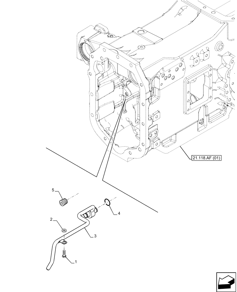 Схема запчастей Case IH MAXXUM 135 - (27.100.AI[01]) - VAR - 396247, 758442, 758549 - DIFFERENTIAL, LUBRICATION LINE (27) - REAR AXLE SYSTEM