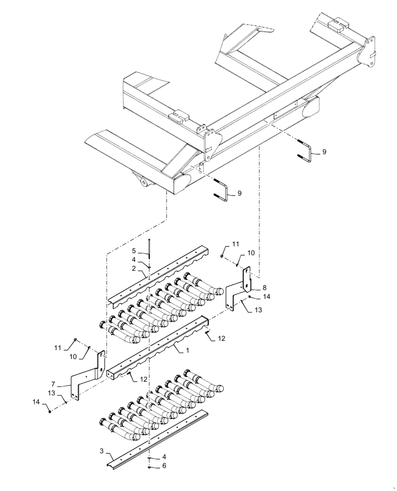 Схема запчастей Case IH 2355 - (61.904.AB[18]) - METERING SEED TUBE MOUNT, 350, 435, 460 BUSHEL 6 RUN, 555, 580 BUSHEL 7 RUN, 350, 435, 460, 555, 580 BUSHEL 8 RUN DOUBLE SHOOT, TOW BETWEEN (61) - METERING SYSTEM