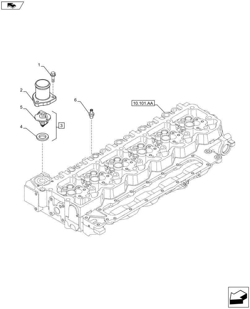 Схема запчастей Case IH F4HFE96872 J101 - (10.400.BC) - THERMOSTAT (10) - ENGINE