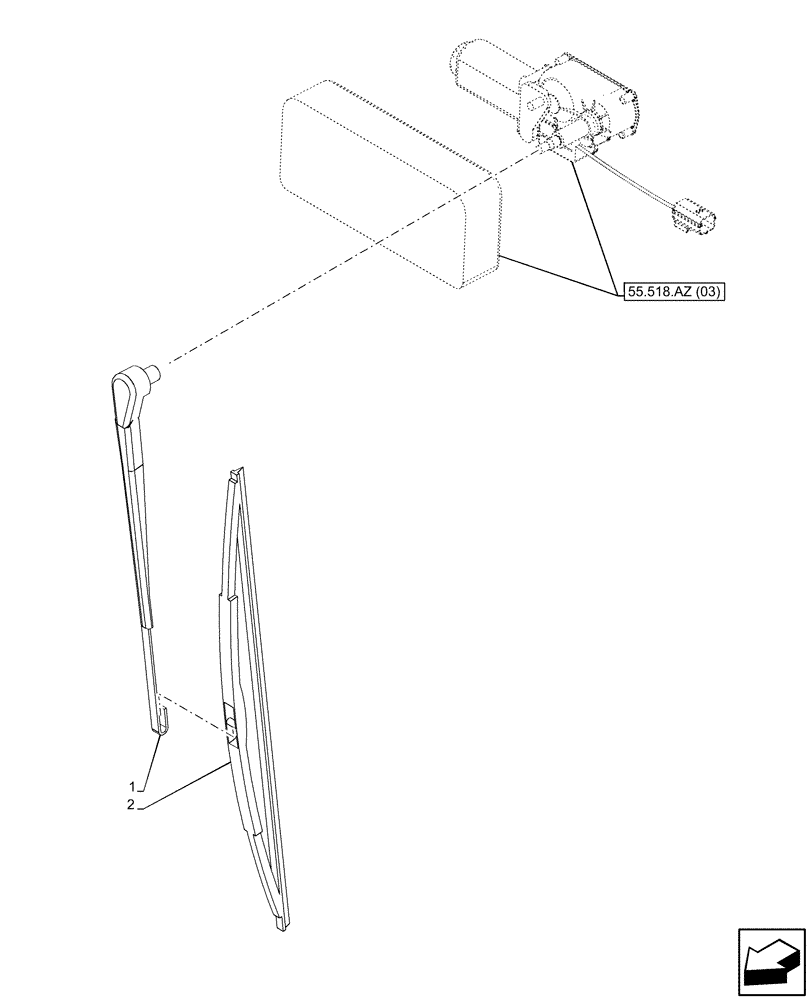 Схема запчастей Case IH MAXXUM 135 - (55.518.AW[03]) - VAR - 744985 - WINDSHIELD WIPER, ARM, FRONT (55) - ELECTRICAL SYSTEMS