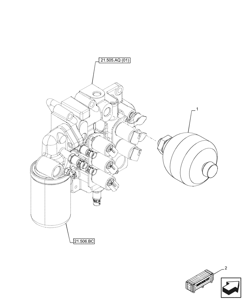 Схема запчастей Case IH MAXXUM 115 - (21.506.AA) - VAR - 396247, 758442, 758549 - TRANSMISSION, ACCUMULATOR (21) - TRANSMISSION