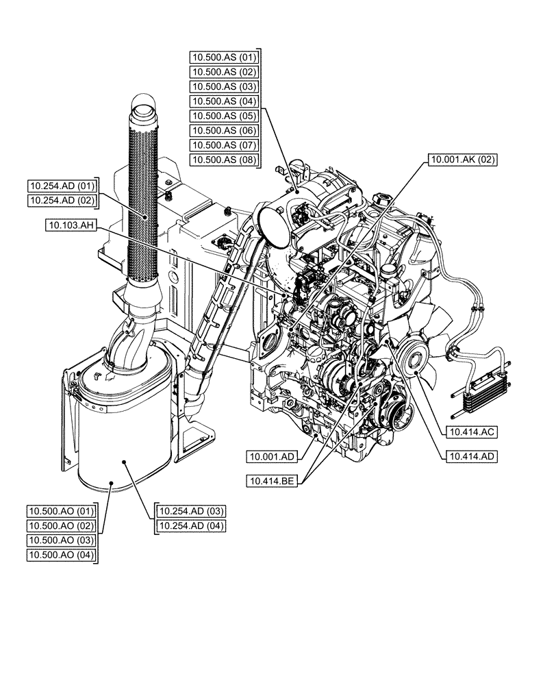 Схема запчастей Case IH MAXXUM 135 - (10.000.00[01]) - SECTION INDEX - ENGINE (10) - ENGINE